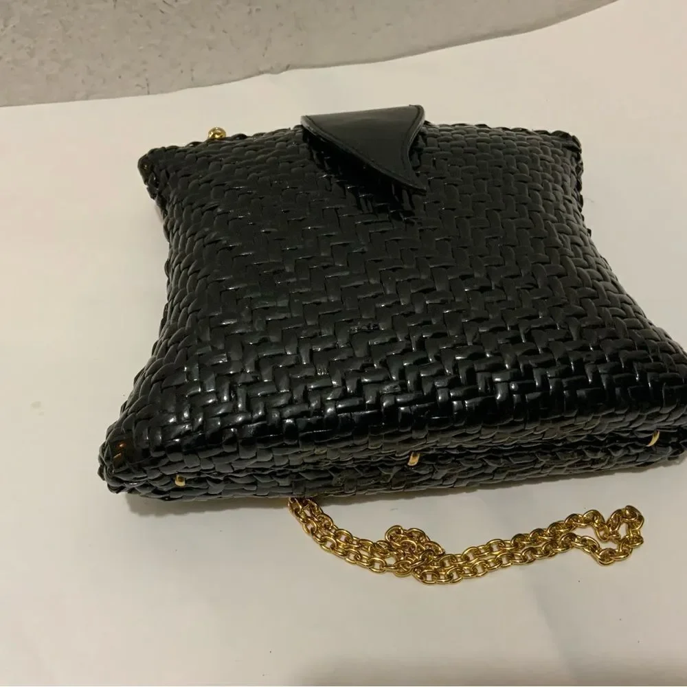Impulse by SHARIF Leather & PVC Handwoven Basket Weave gold chain